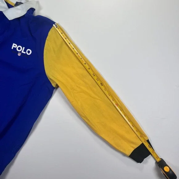 Polo Ralph Lauren Mens XL Colorblock Rugby Shirt Blue Yellow Black Long Sleeve